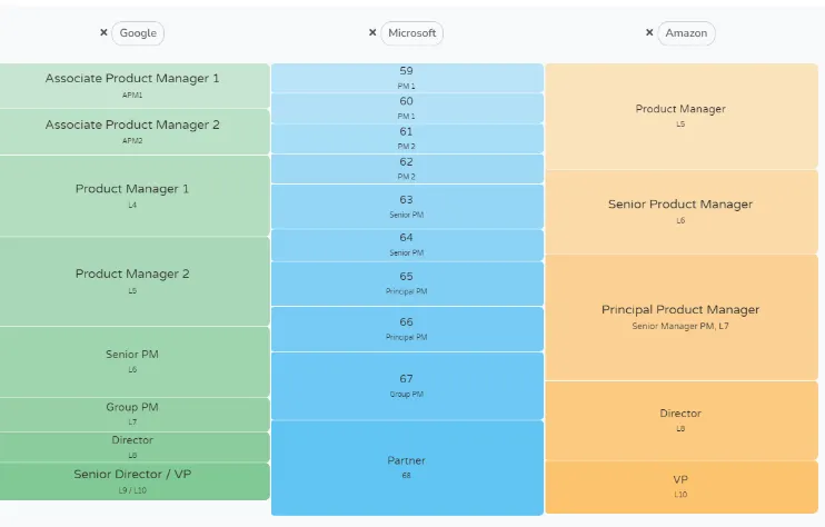 PM leveling at several top tier tech companies